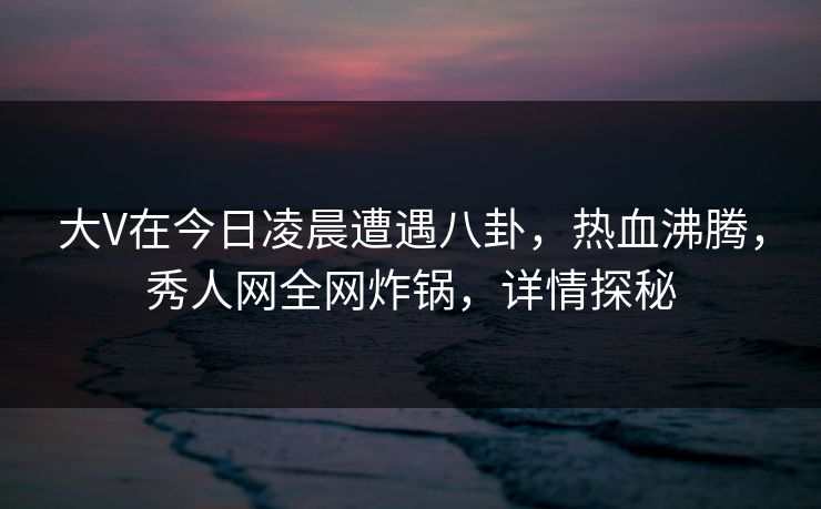 大V在今日凌晨遭遇八卦，热血沸腾，秀人网全网炸锅，详情探秘